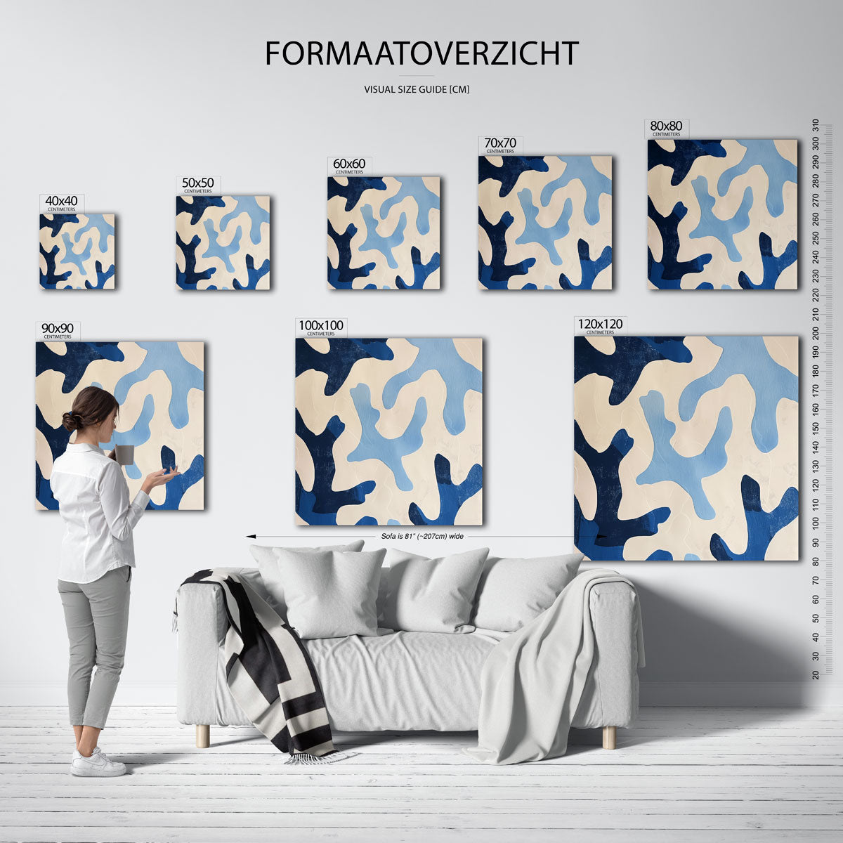 Abstracte blauwe vormen Poster