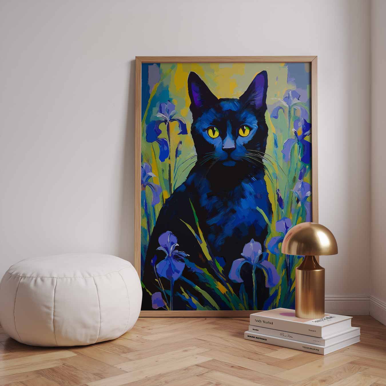 Mystieke Kat en Irissen Poster-WallArtistic