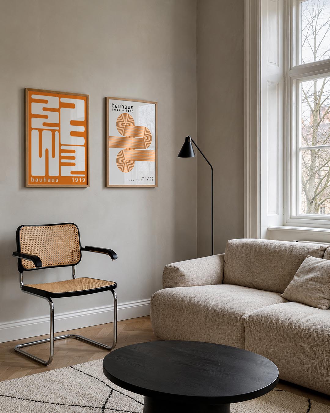 Oranje lijnenspel Posterset
