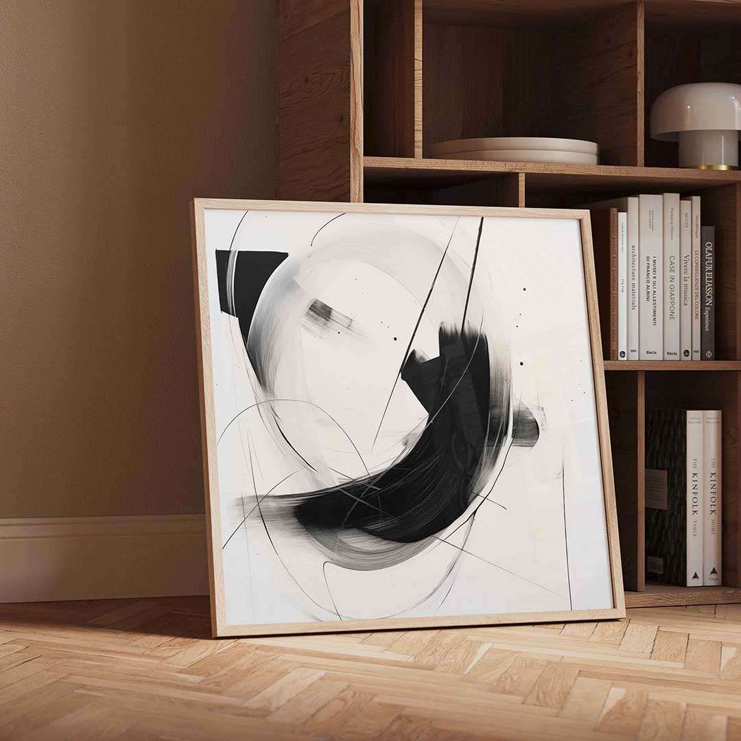 Abstracte zwarte en witte vormen Poster