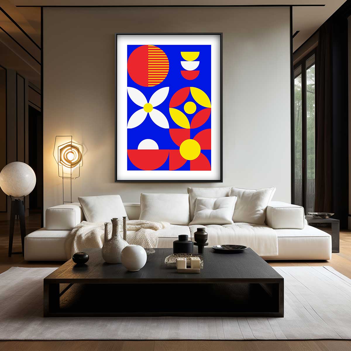 Kleurrijke Geometrische Abstractie Kunstwerk-canvas-dibond-plexiglas-wanddecoratie-WallArtistic