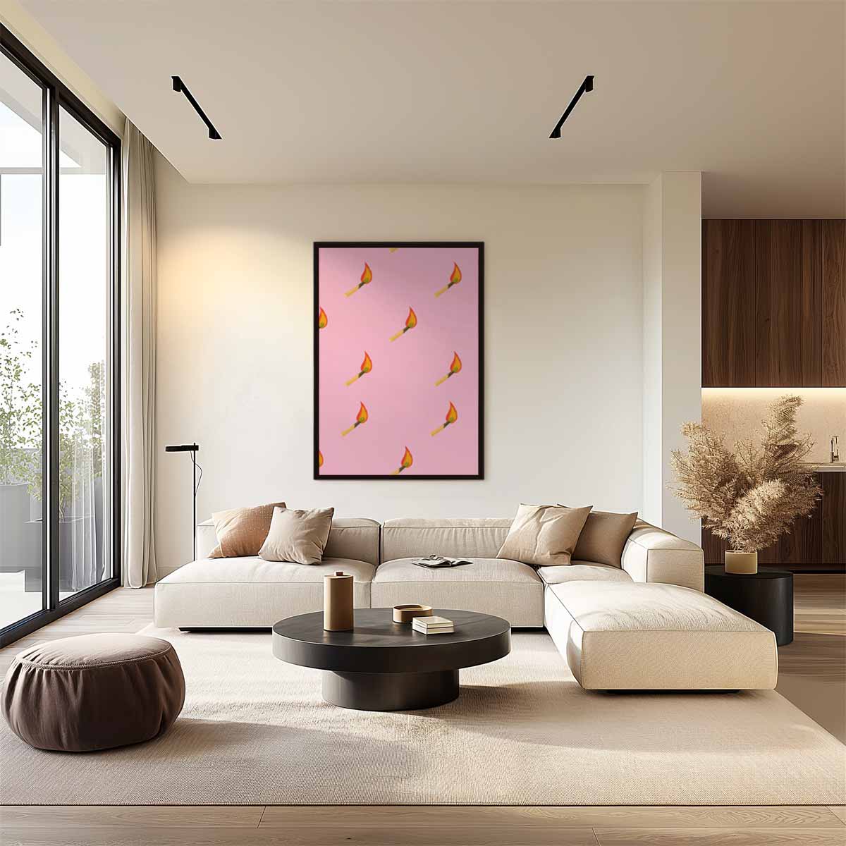 Vuur & Roze Kunstwerk-canvas-dibond-plexiglas-wanddecoratie-WallArtistic
