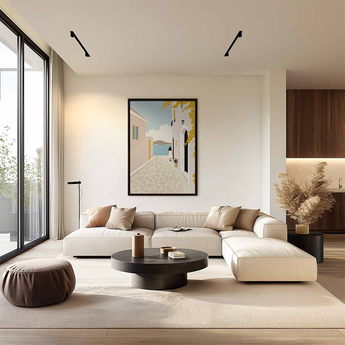 Zomerse Straatwandeling Kunstwerk-canvas-dibond-plexiglas-wanddecoratie-WallArtistic