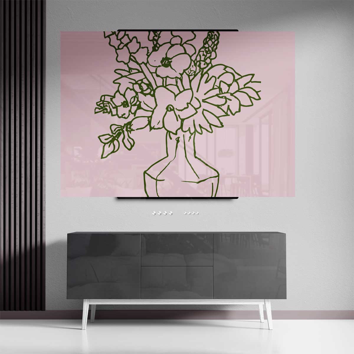Bloemen in Lijn Kunstwerk-canvas-dibond-plexiglas-wanddecoratie-WallArtistic