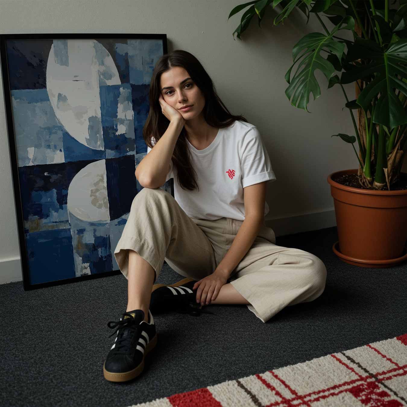 Abstract Blauwe Maannacht Poster-WallArtistic