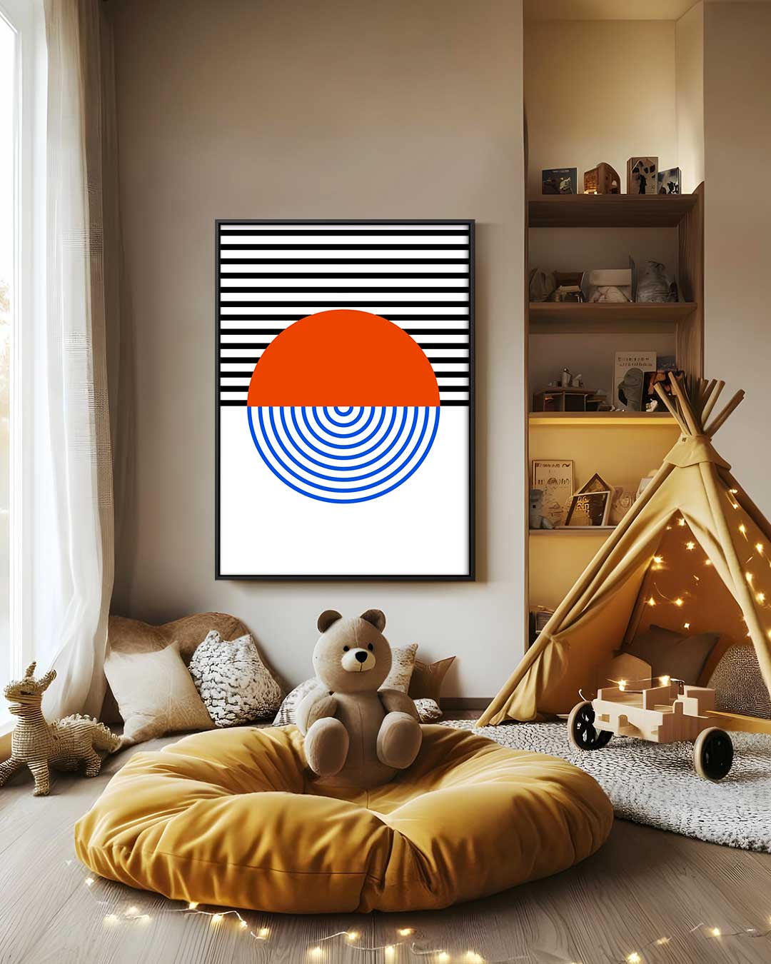 Kleurrijke Geometrische Harmonie Kunstwerk-canvas-dibond-plexiglas-wanddecoratie-WallArtistic