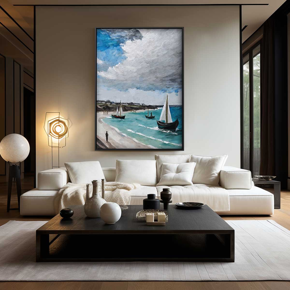 Zeezicht met Vissersboten Kunstwerk-canvas-dibond-plexiglas-wanddecoratie-WallArtistic