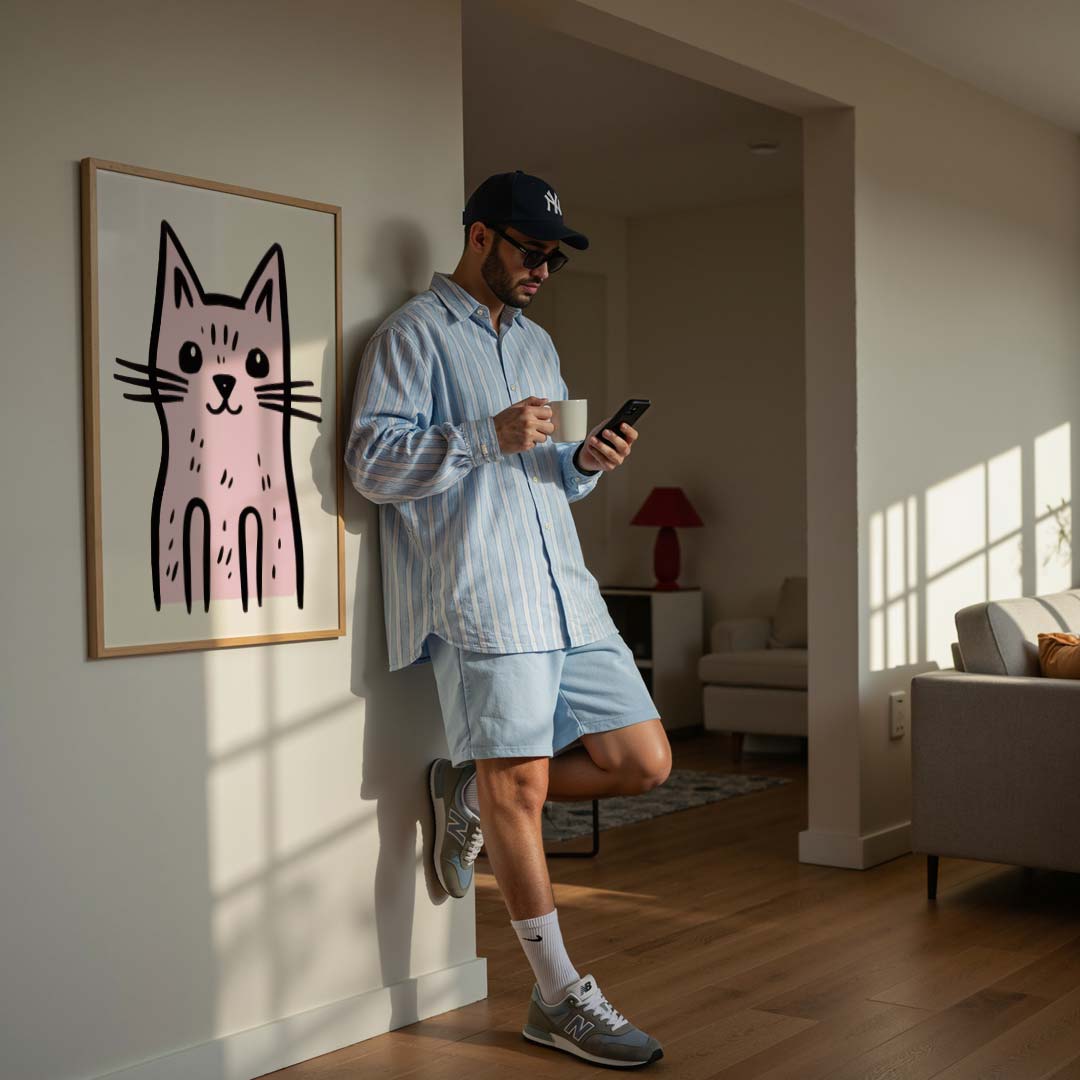 Schattige Roze Kattenposter-WallArtistic