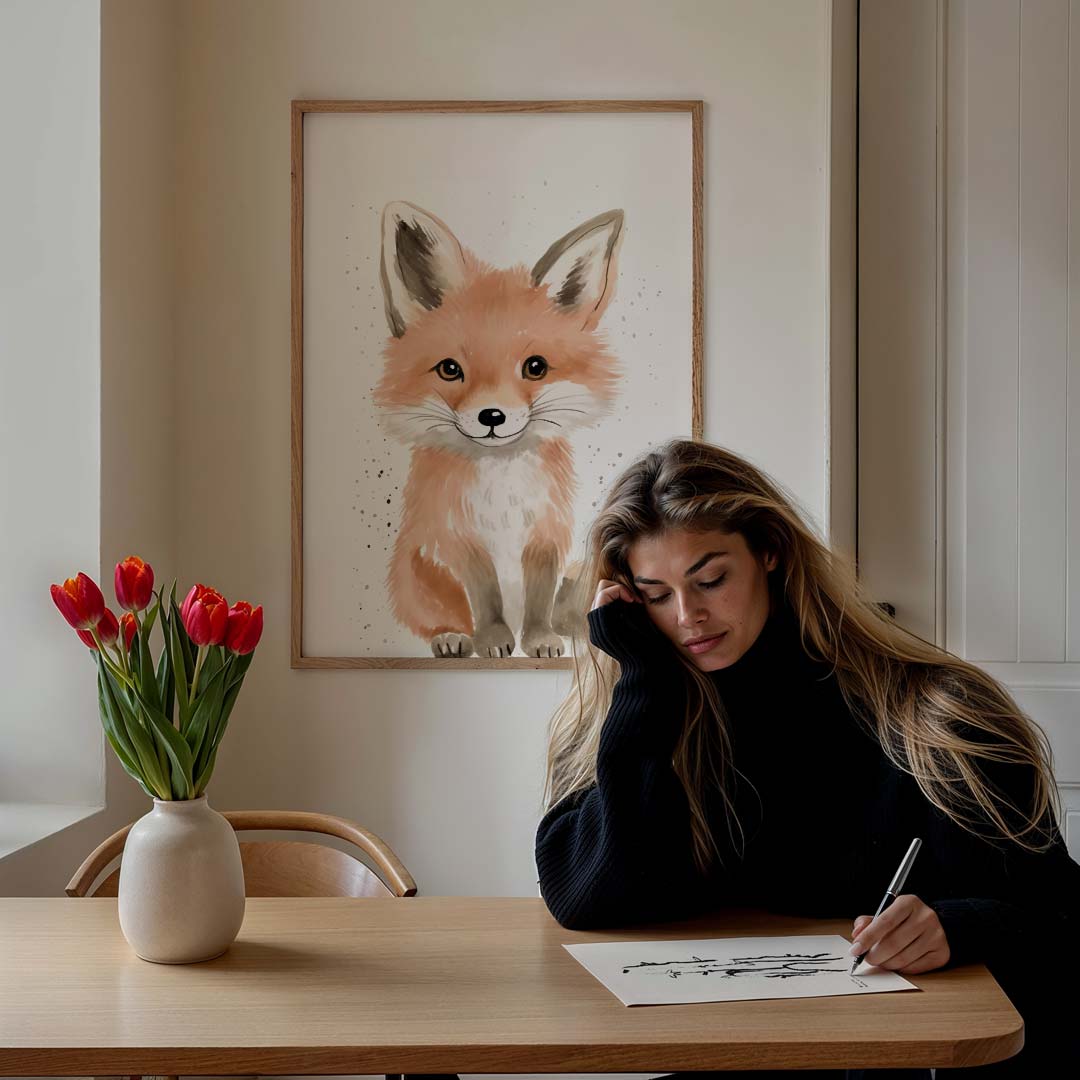 Schattige Vos Illustratie Poster-WallArtistic