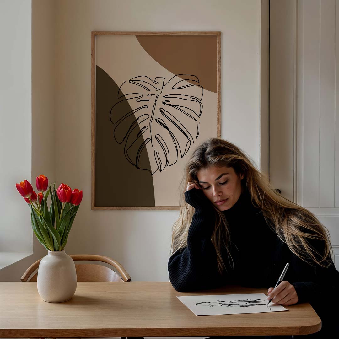 Monstera Blad Abstracte Poster-WallArtistic