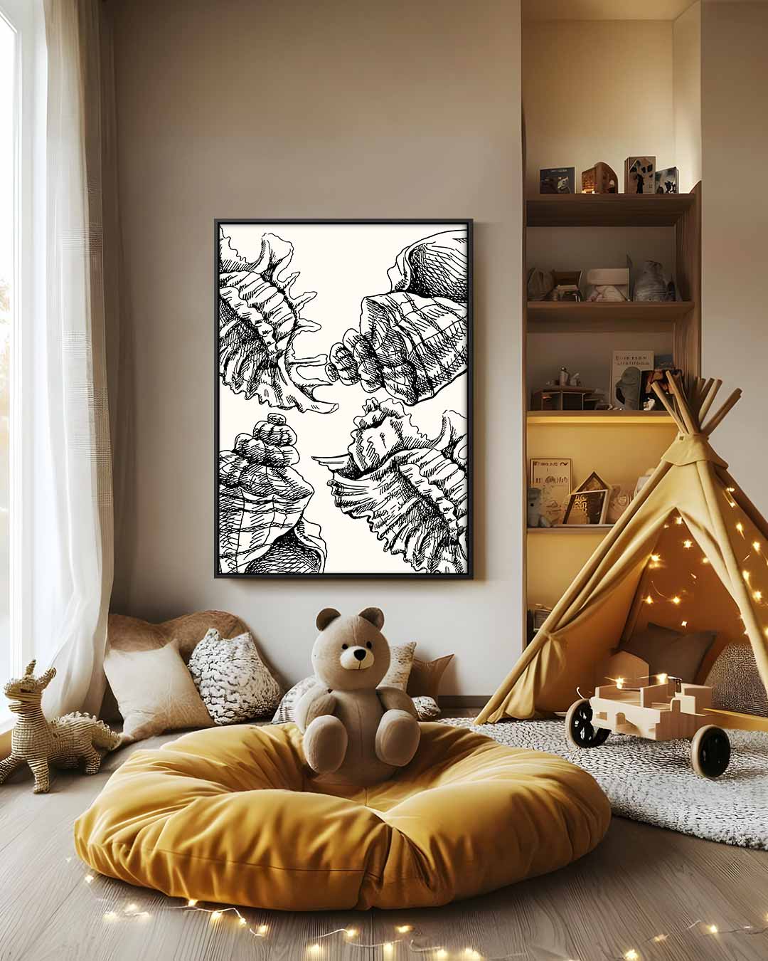 Schelpenschets op Zacht Canvas Kunstwerk-canvas-dibond-plexiglas-wanddecoratie-WallArtistic