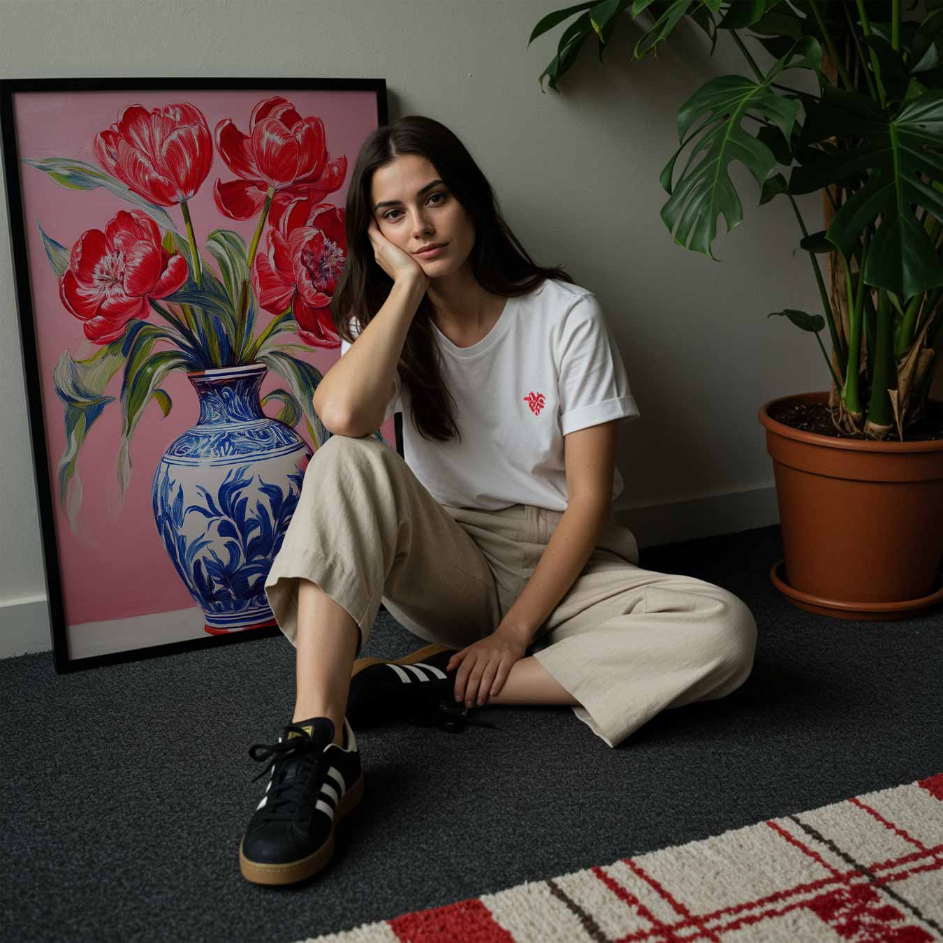 Bloeiende Tulpen in Stijlvolle Vaas Poster-WallArtistic