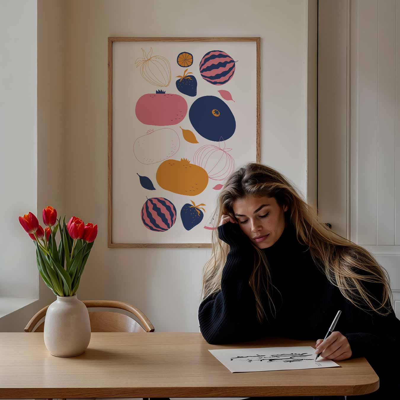 Speelse Fruitkunst Poster-WallArtistic