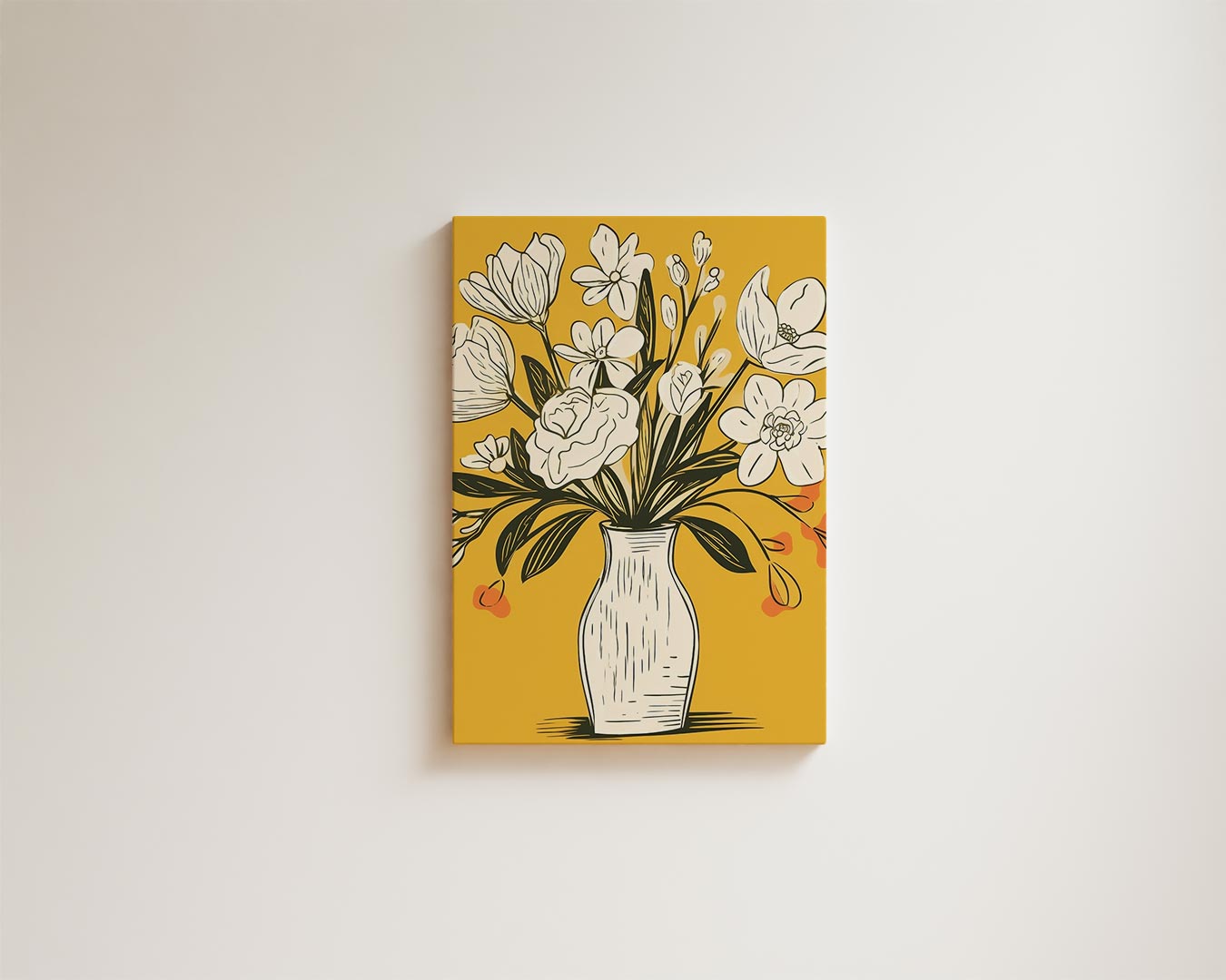 Tijdloze Bloemenvazen Illustratie Kunstwerk-canvas-dibond-plexiglas-wanddecoratie-WallArtistic