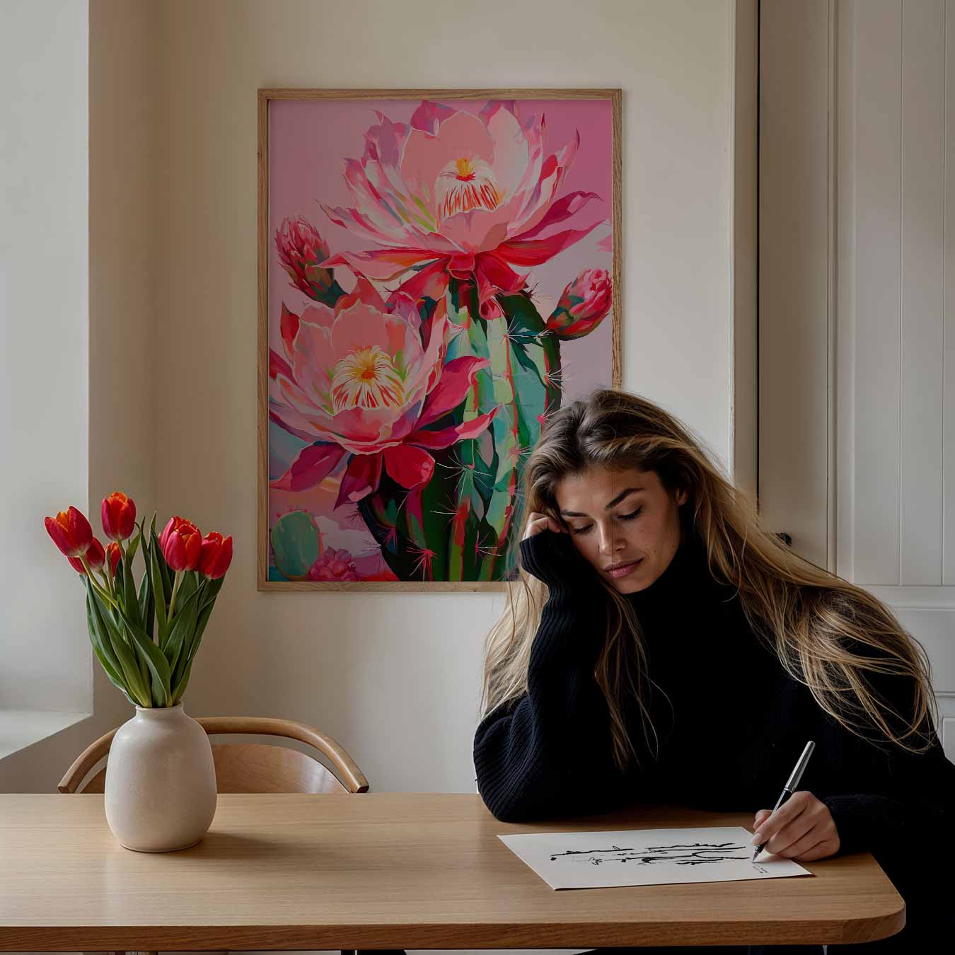 Kleurrijke Cactus Bloemenpracht Poster-WallArtistic