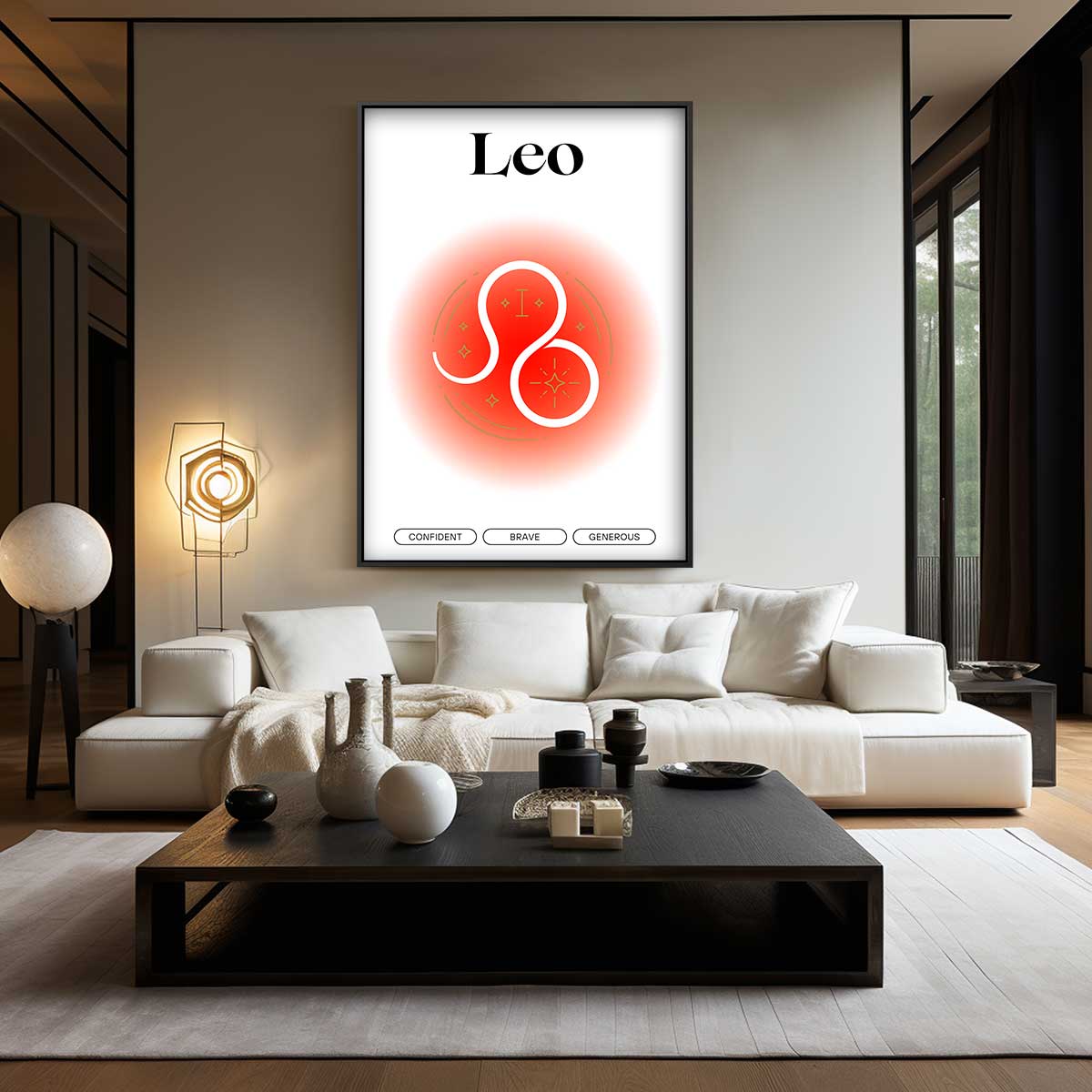 Leeuw Sterrenbeeld Illustratie Kunstwerk-canvas-dibond-plexiglas-wanddecoratie-WallArtistic