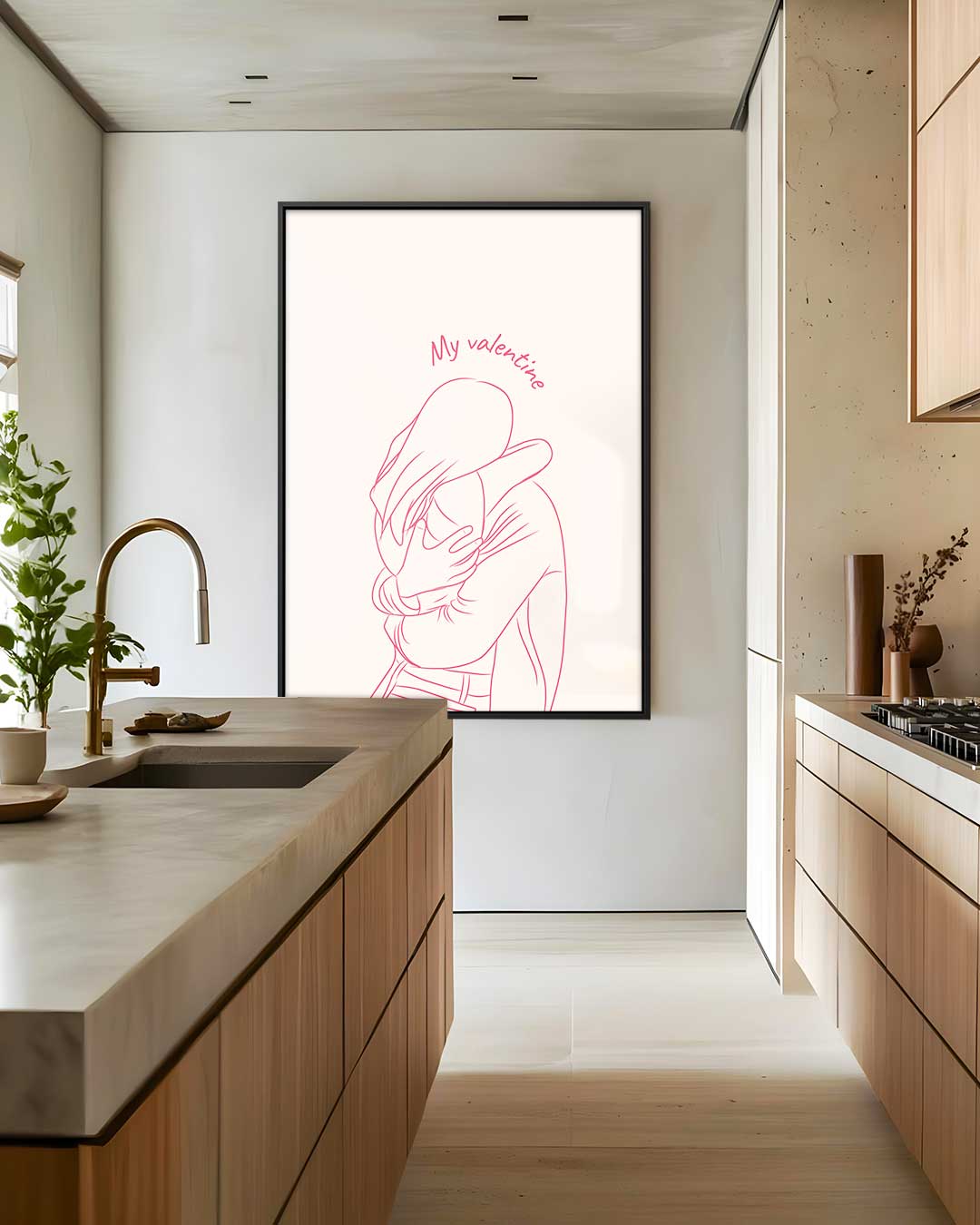 Valentijnsomhelzing Silhouet Kunstwerk-canvas-dibond-plexiglas-wanddecoratie-WallArtistic