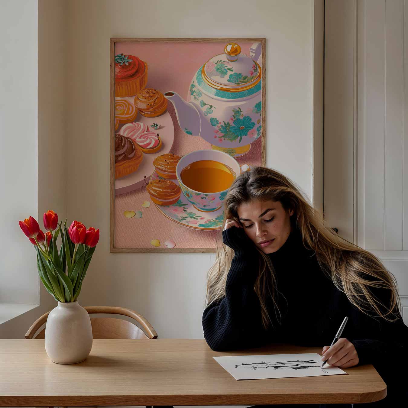 Pastelkleurige High Tea Poster-WallArtistic