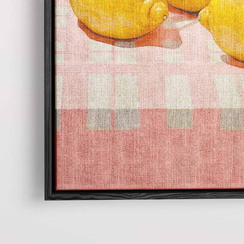 Sprankelende Citroenen op Roze Kunstwerk-canvas-dibond-plexiglas-wanddecoratie-WallArtistic