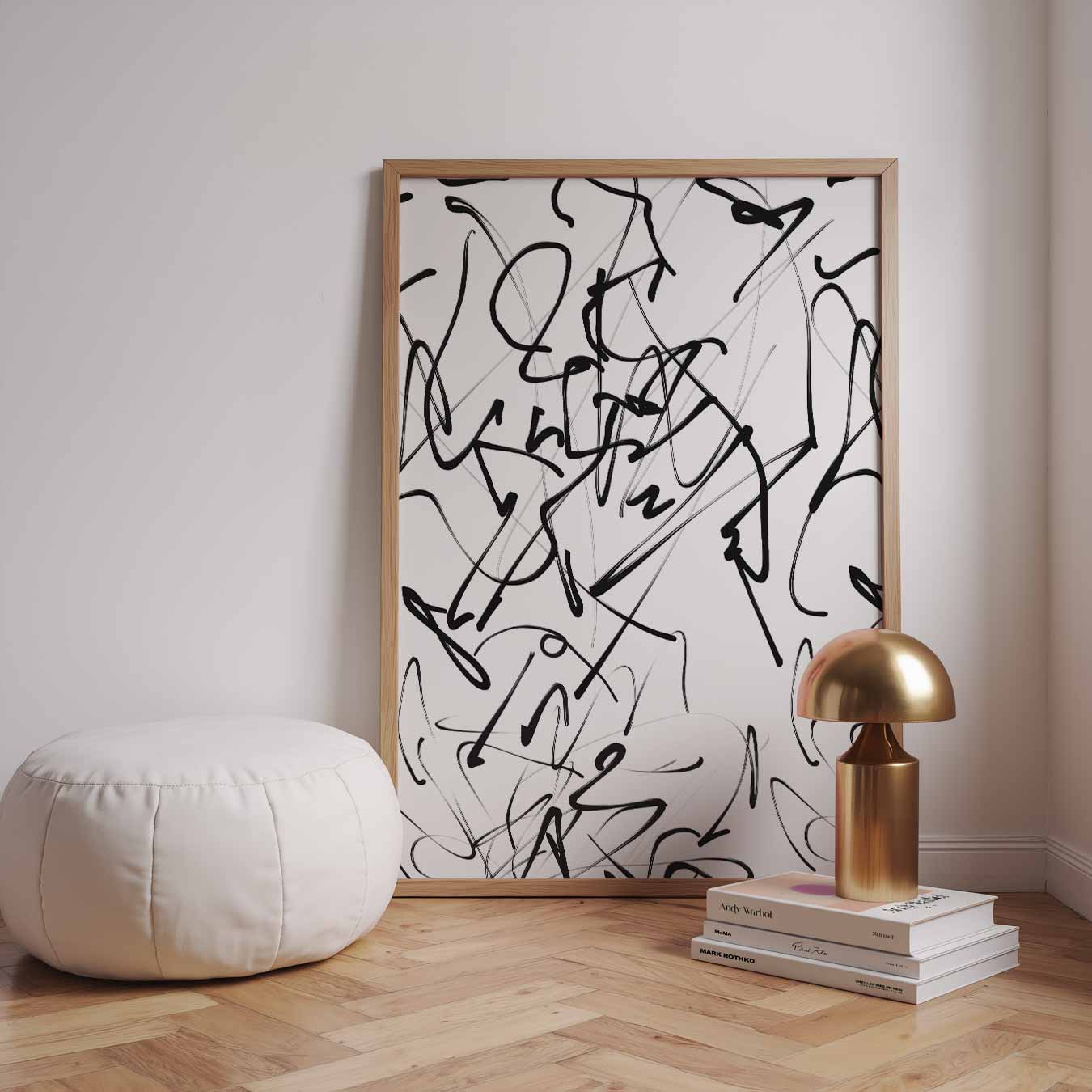 Abstracte Zwart-wit Lijnen Poster-WallArtistic