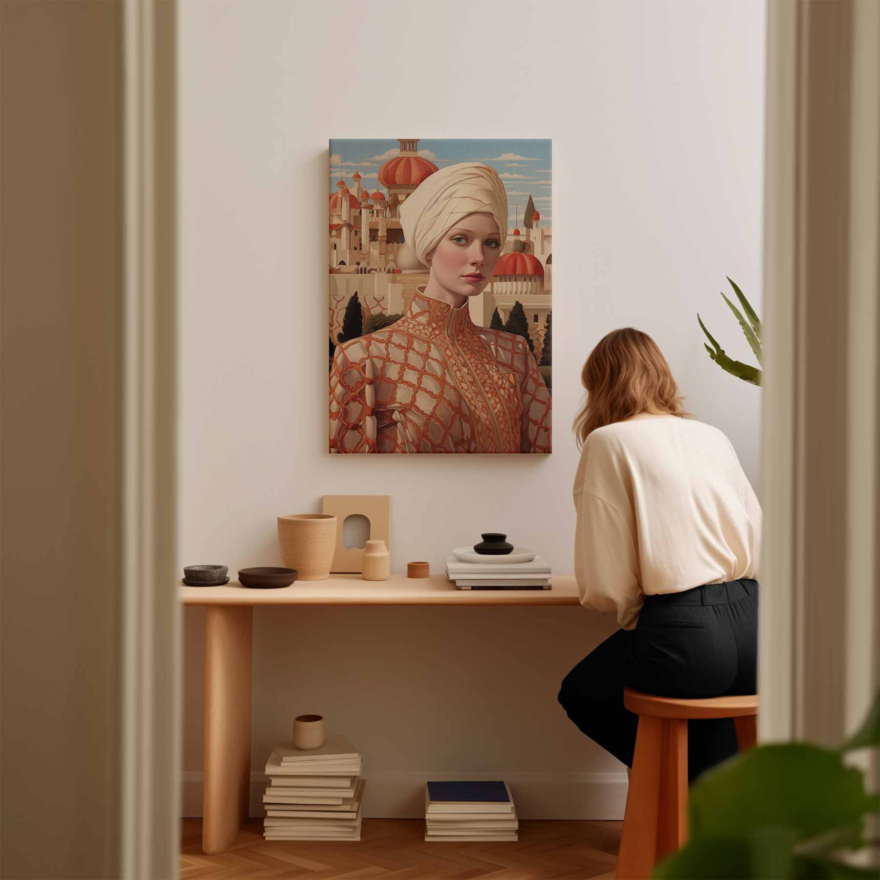 Oosters Elegantie Portret Kunstwerk-canvas-dibond-plexiglas-wanddecoratie-WallArtistic