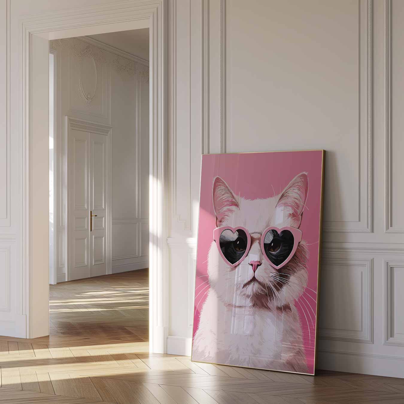 Coole Kat Met Hartjesbril Poster