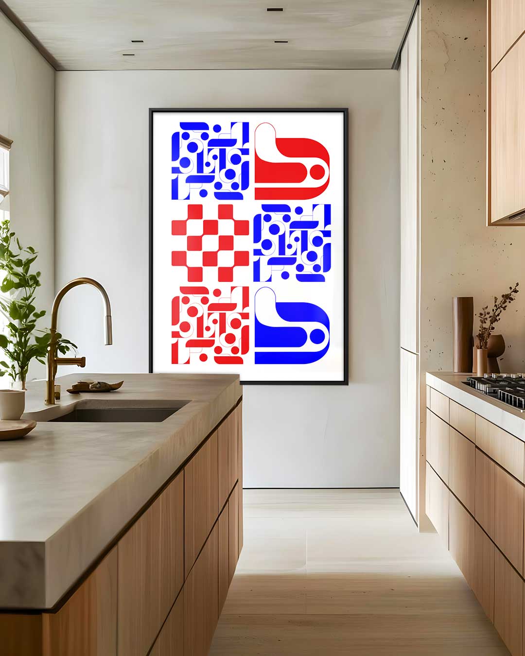 Kleurrijke Geometrische Abstractie Kunstwerk-canvas-dibond-plexiglas-wanddecoratie-WallArtistic