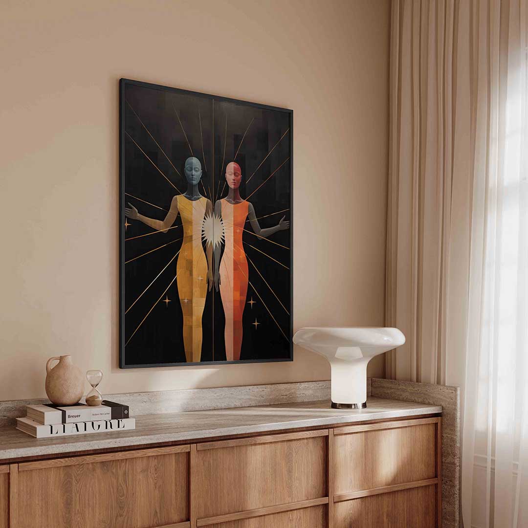 Twee figuren met stralen Poster