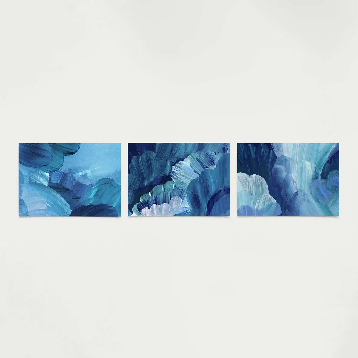 Blauwe borstelstreken Posterset