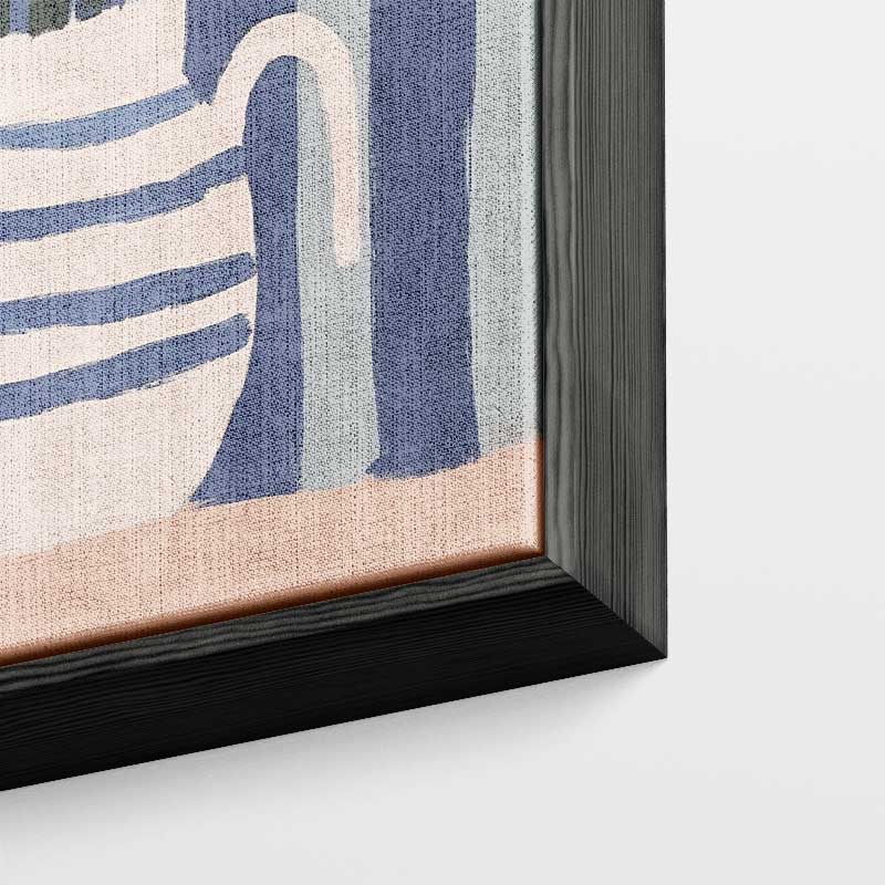Bloemen in Blauwe Strepen Kunstwerk-canvas-dibond-plexiglas-wanddecoratie-WallArtistic