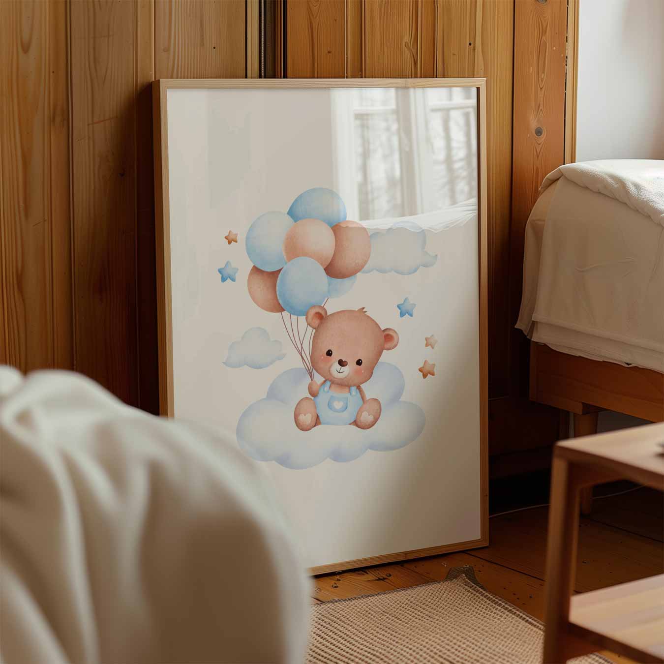 Schattige Teddybeer op Dromenwolk Poster