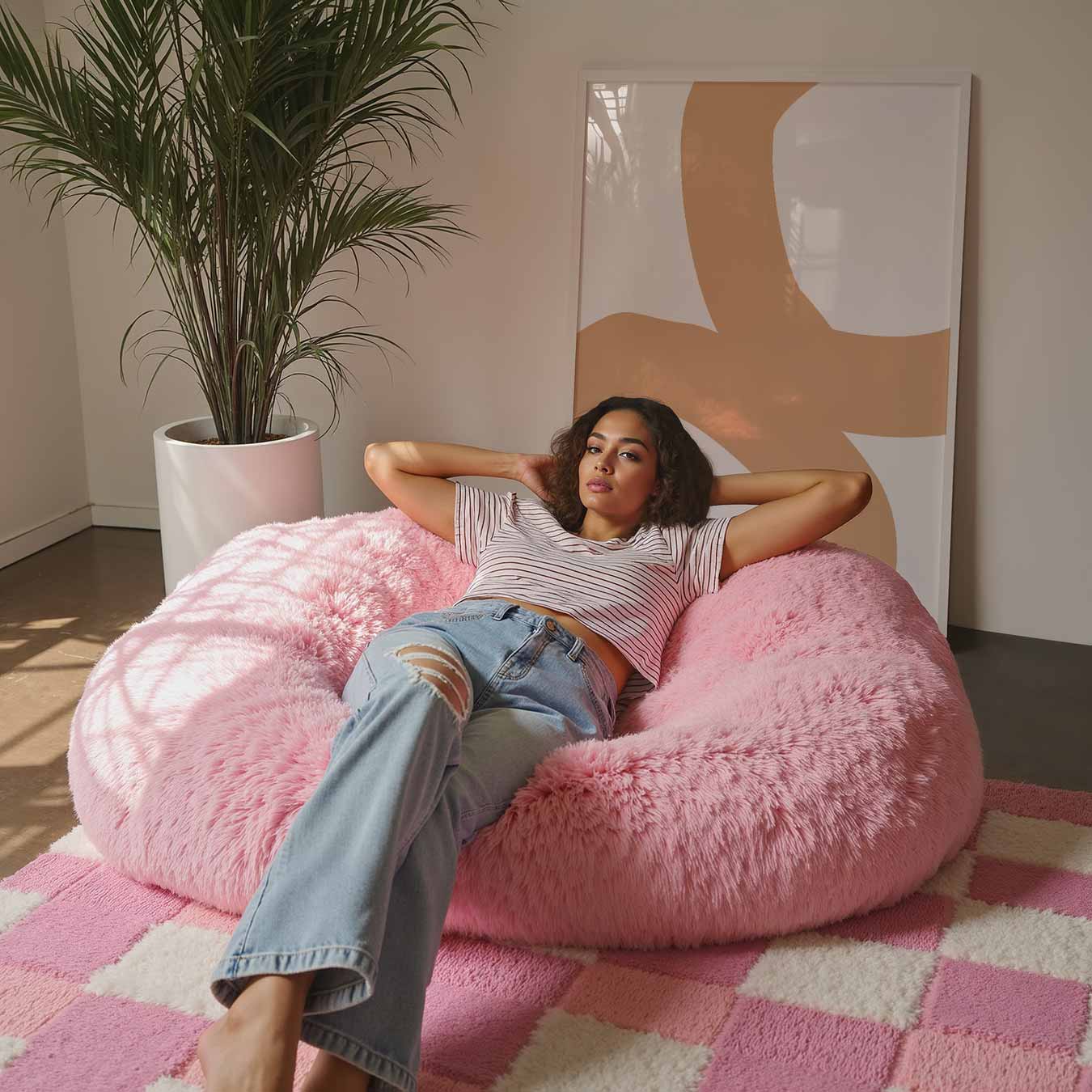 Zachte Beige Abstractie Poster-WallArtistic