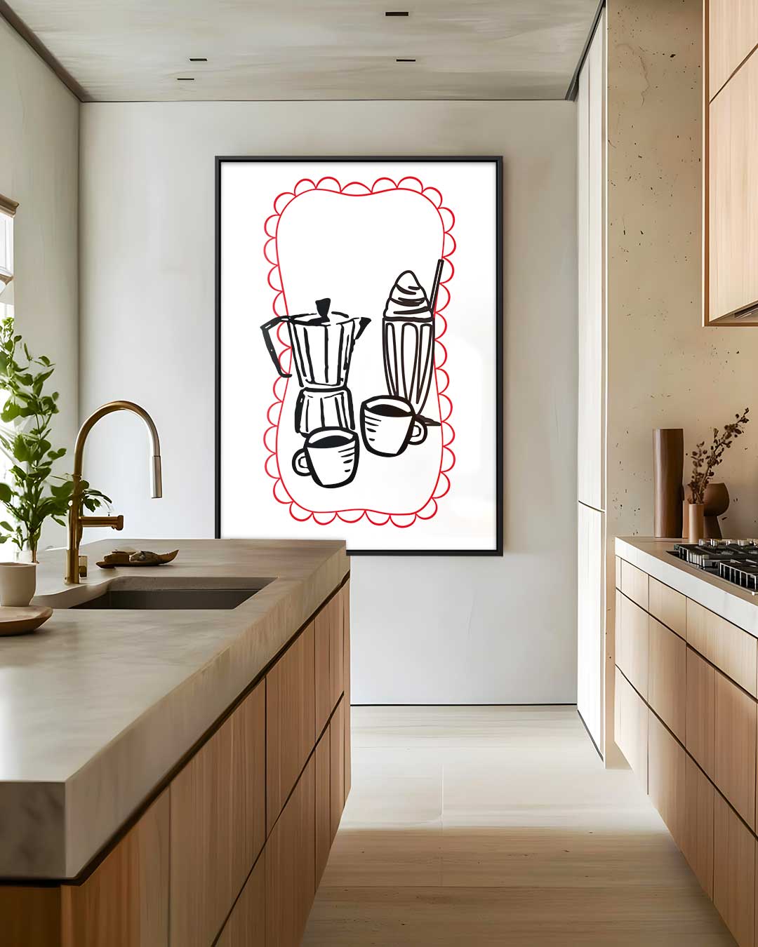 Vintage Koffie & Milkshake Illustratie Kunstwerk-canvas-dibond-plexiglas-wanddecoratie-WallArtistic