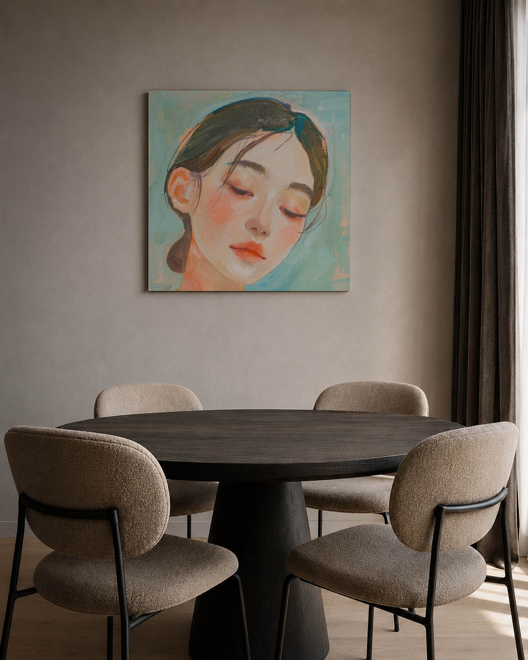 Dromerige portretstudie Kunstwerk
