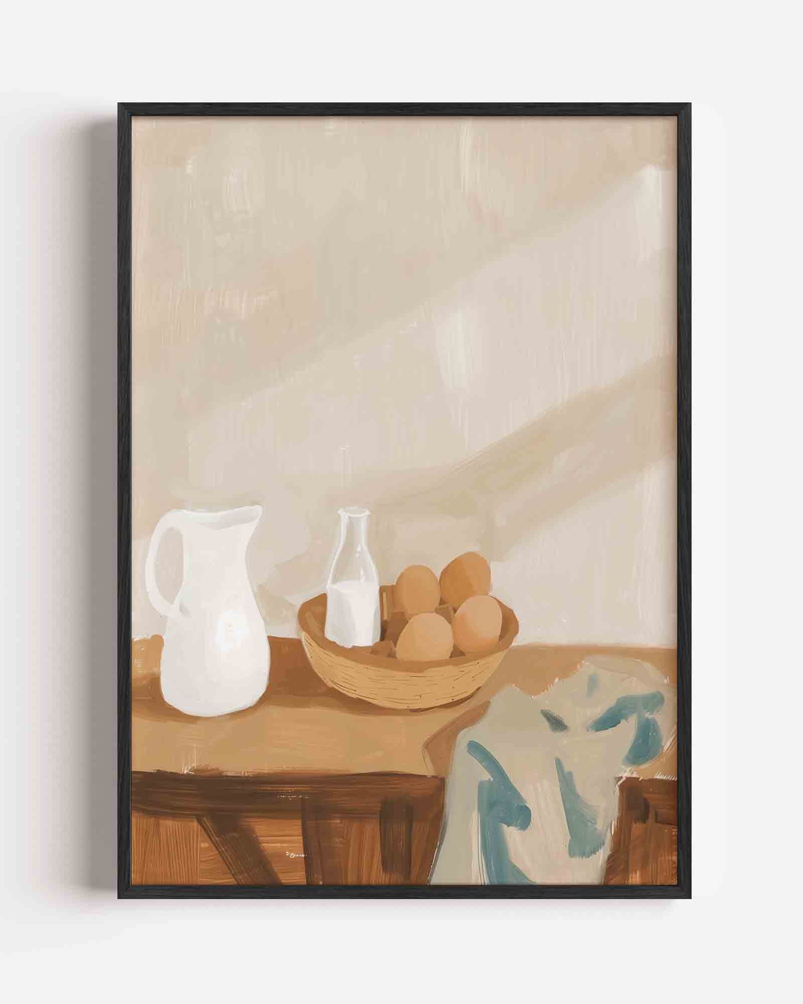 Stilleven met kan en eieren Poster