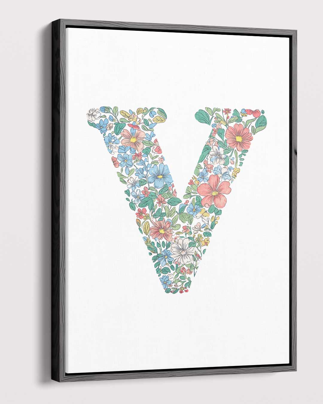 Bloemenletter V Kunstwerk-canvas-dibond-plexiglas-wanddecoratie-WallArtistic