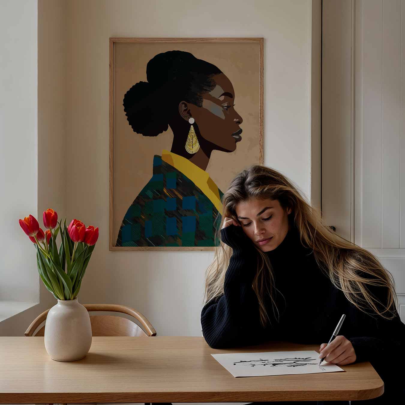 Stijlvolle Silhouet Met Gouden Accenten Poster