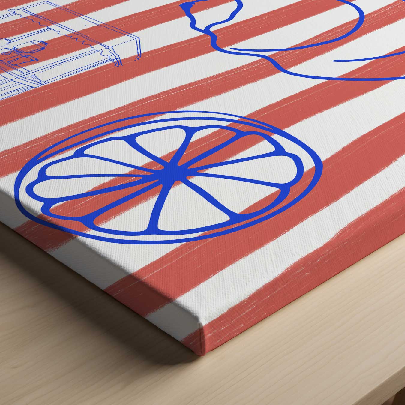Zomerstrepen en Strandvibes Kunstwerk-canvas-dibond-plexiglas-wanddecoratie-WallArtistic