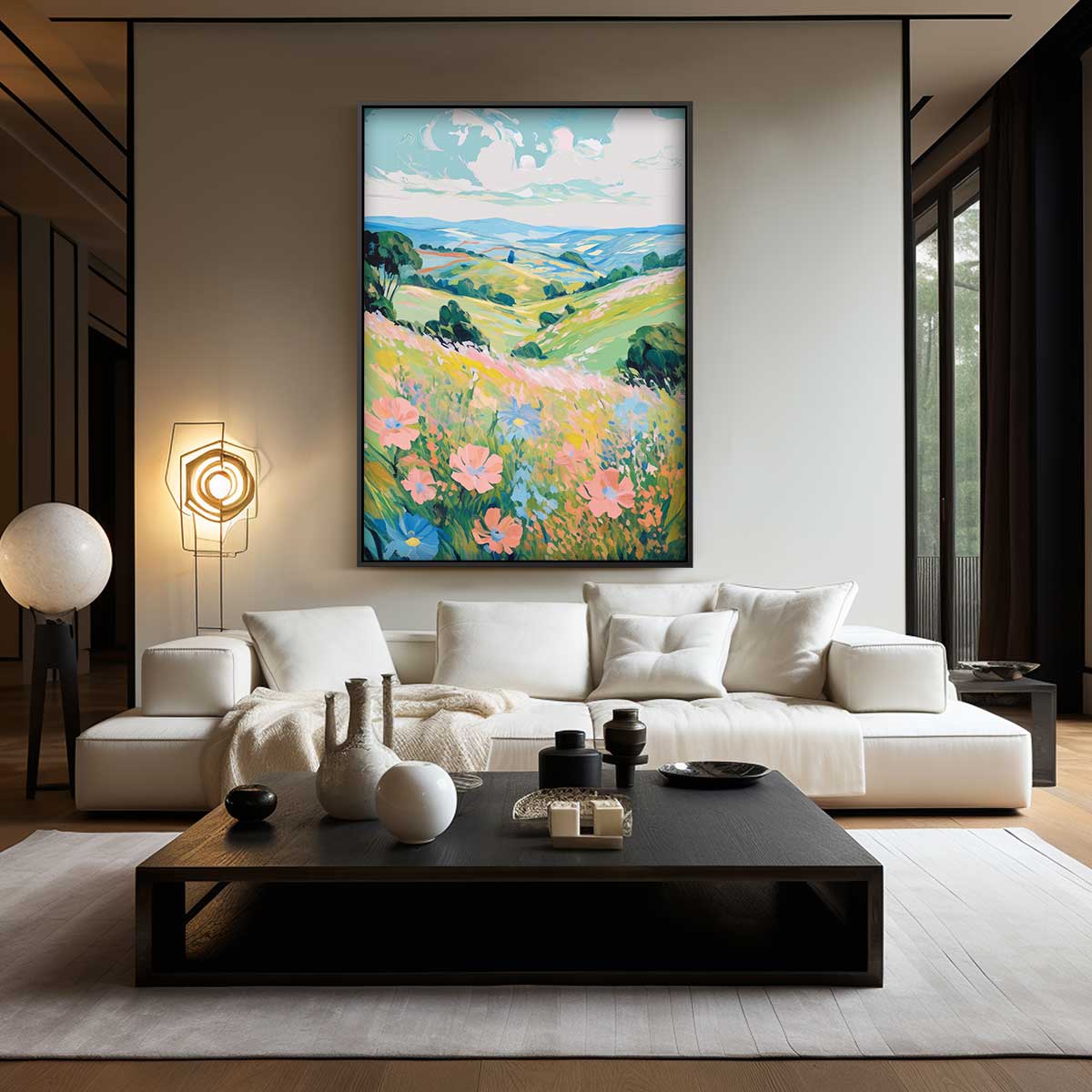 Zomerse Bloemenweide Kunstwerk-canvas-dibond-plexiglas-wanddecoratie-WallArtistic