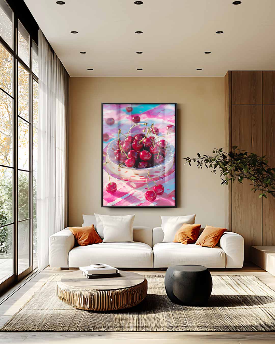 Verrukkelijke Kersen in Stilleven Kunstwerk-canvas-dibond-plexiglas-wanddecoratie-WallArtistic