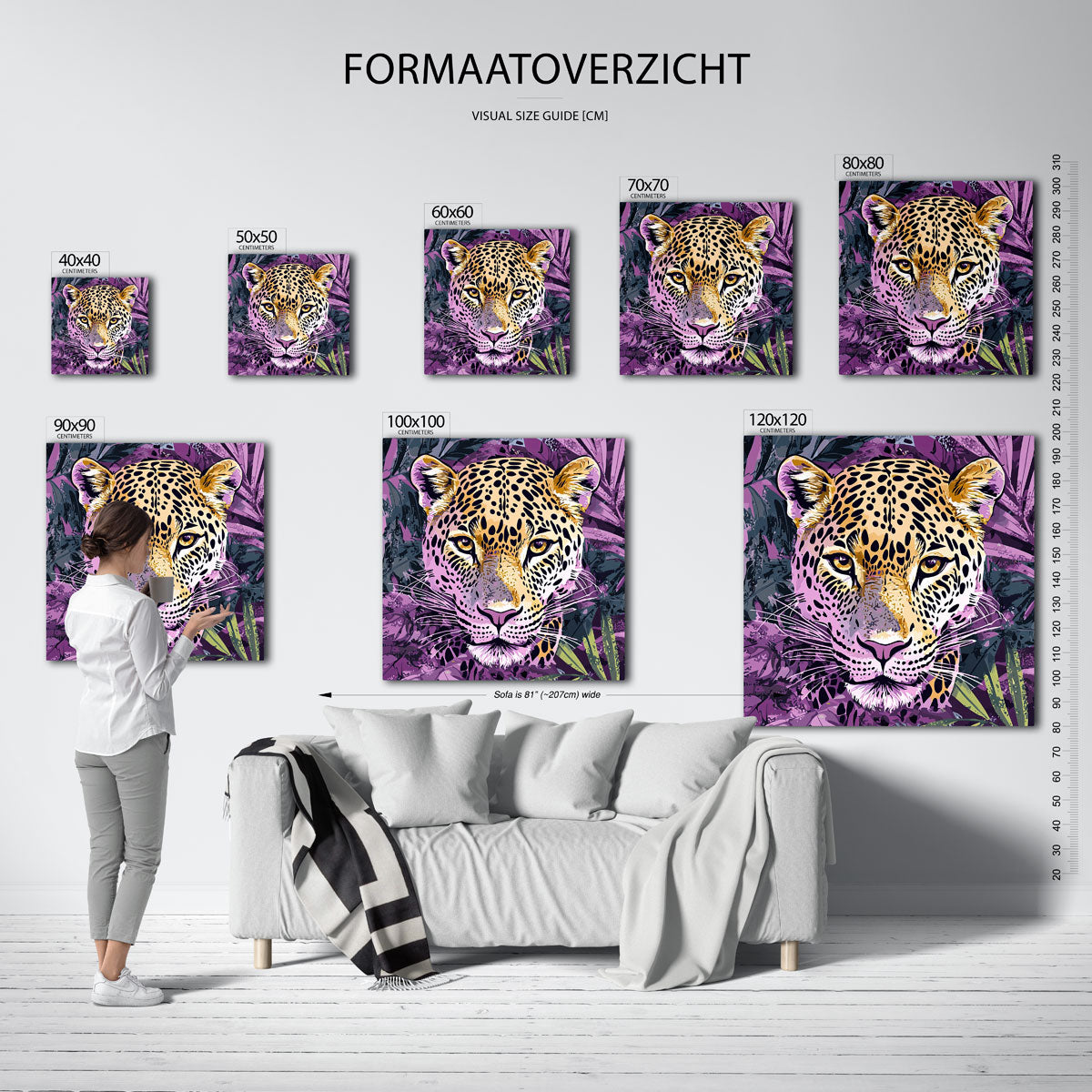 Luipaard met bladeren Poster