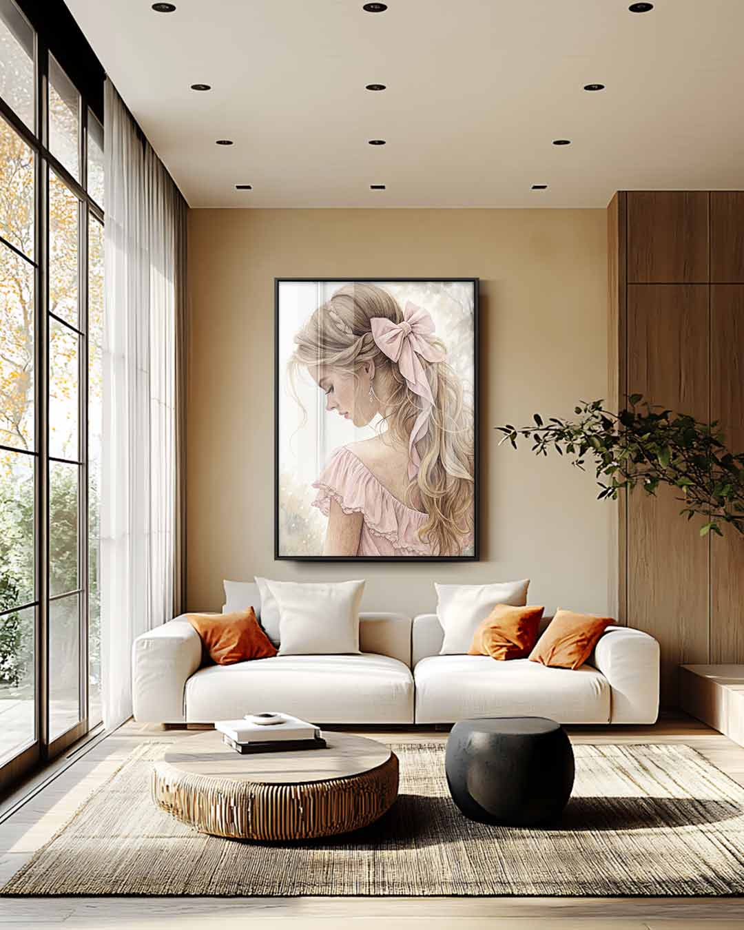 Betoverende Zachtroze Linten Kunstwerk-canvas-dibond-plexiglas-wanddecoratie-WallArtistic