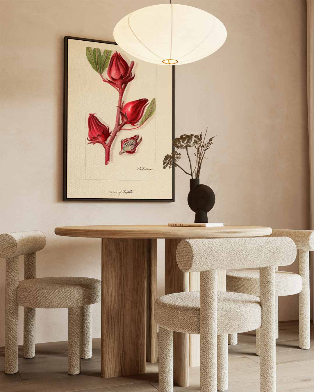 Botanische Rozelle Illustratie Kunstwerk-canvas-dibond-plexiglas-wanddecoratie-WallArtistic