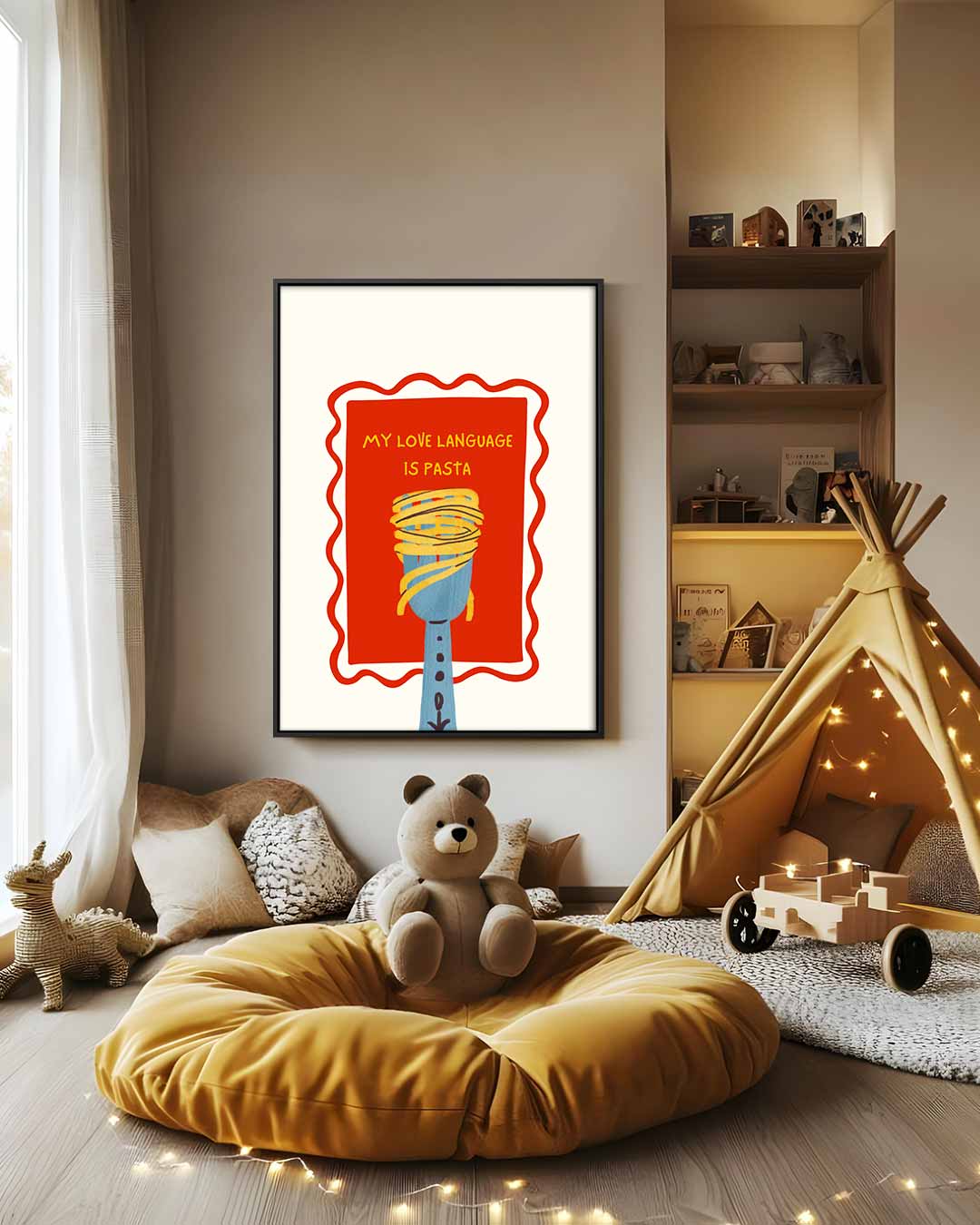 Pasta Liefdestaal Poster Kunstwerk-canvas-dibond-plexiglas-wanddecoratie-WallArtistic