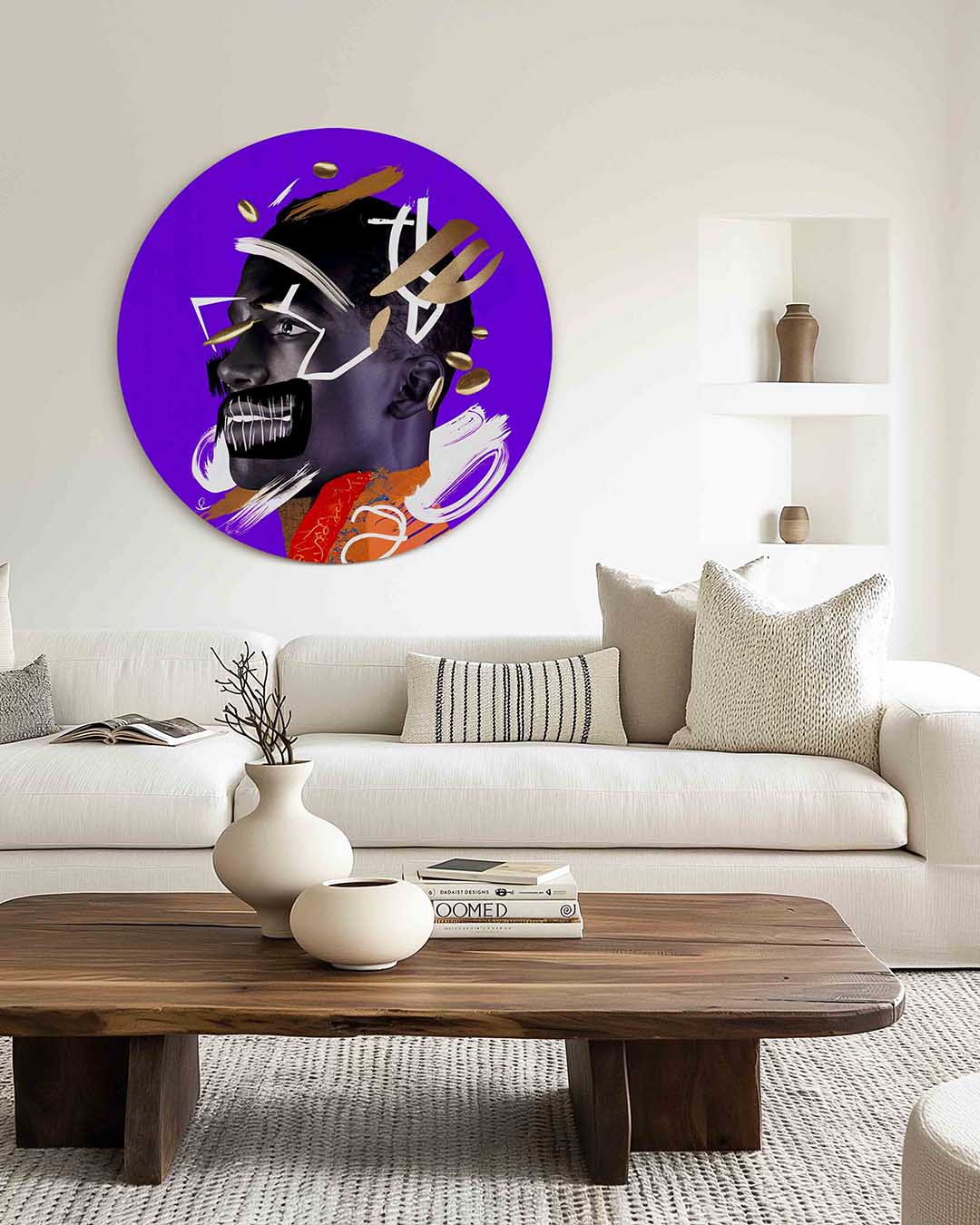 Portret met abstracte vormen Muurcirkel