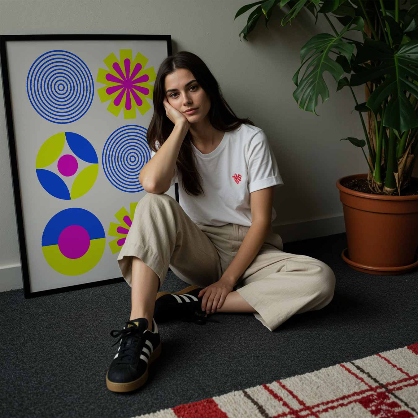 Kleurrijke Retro Cirkelpatronen Poster-WallArtistic