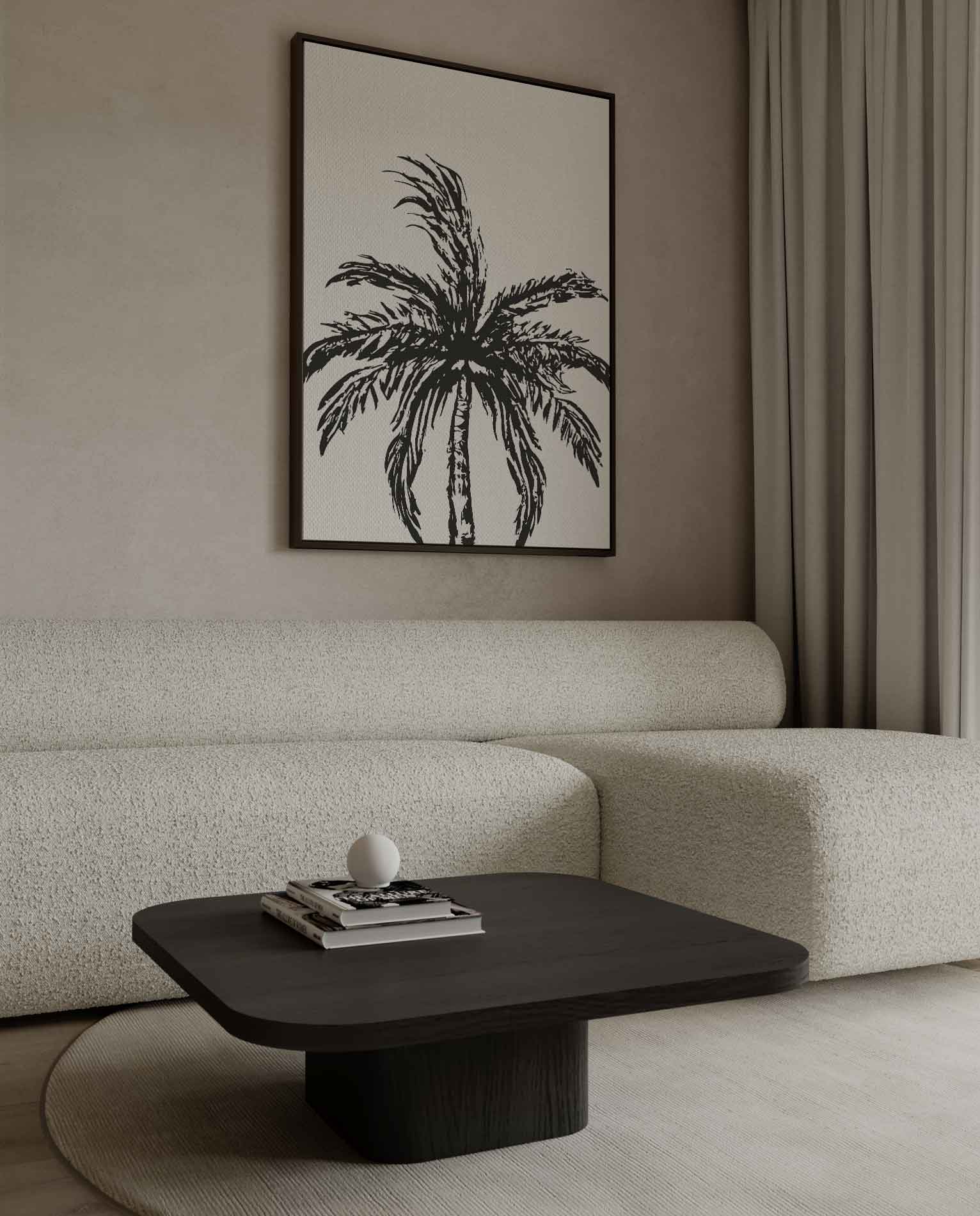 Zwart-Wit Palm Boom Kunstwerk-canvas-dibond-plexiglas-wanddecoratie-WallArtistic