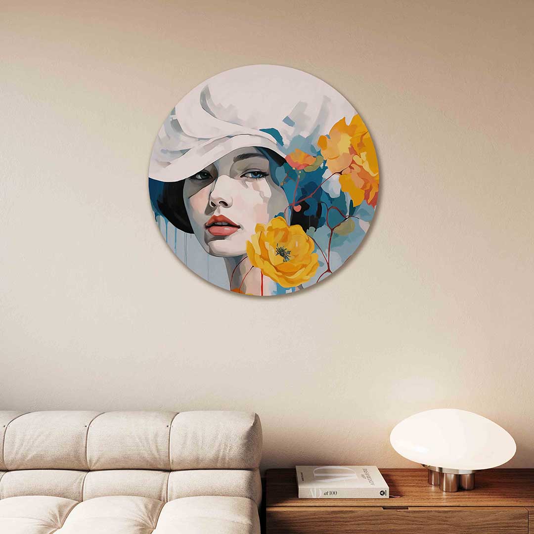 Vrouw met bloemen Muurcirkel