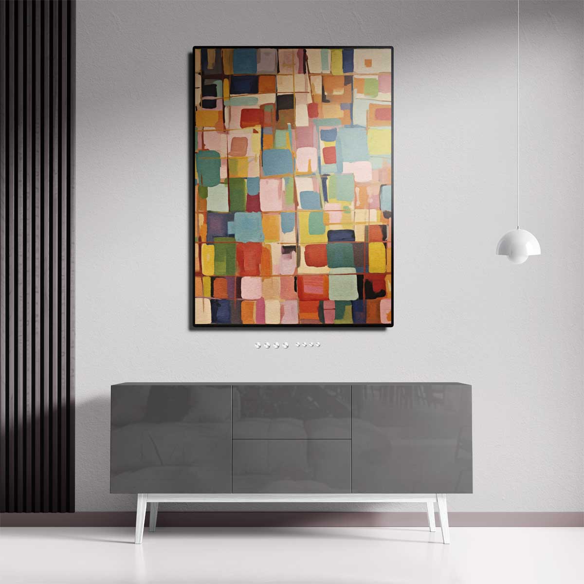 Kleurrijke Abstracte Compositie Kunstwerk-canvas-dibond-plexiglas-wanddecoratie-WallArtistic