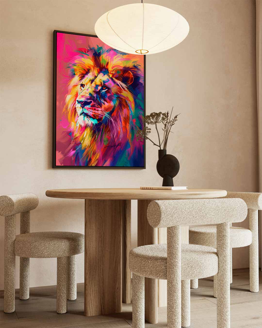 Kleurrijke Leeuw Kunstwerk-canvas-dibond-plexiglas-wanddecoratie-WallArtistic